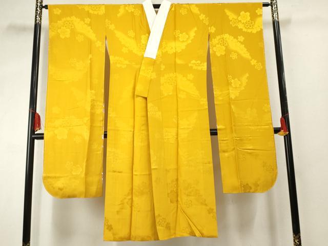 平和屋着物●振袖用長襦袢 袷 舞花地紋 黄金色 正絹 逸品 未使用 AABF2980cs