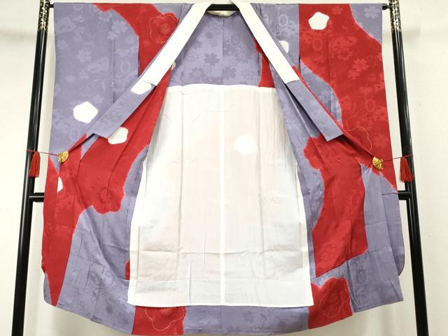 平和屋着物●振袖用長襦袢 無双仕立て 御所車地紋 舞梅 金彩 正絹 逸品 AABF2983cs