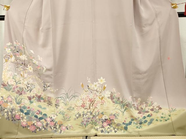 平和屋着物●本加賀友禅作家 北田弓子 色留袖 花鳥文 暈し染め 正絹 逸品 AABF2989cs