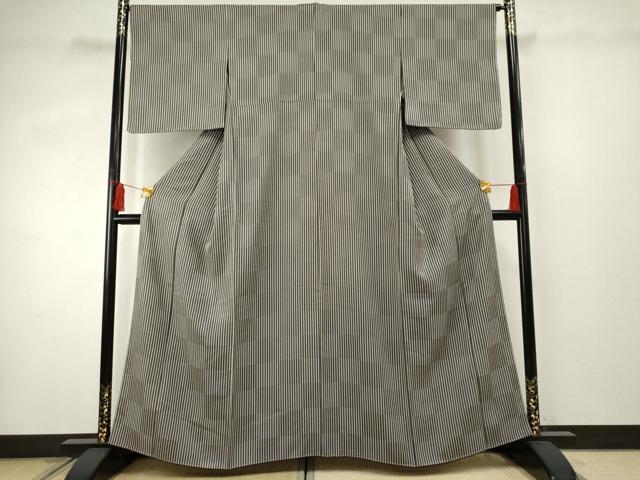 平和屋着物●上質な小紋 縞 正絹 逸品 未使用 AABF3003cs
