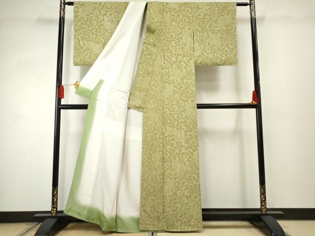 平和屋着物●上質な小紋 更紗花唐草文 正絹 逸品 AABF3009cs