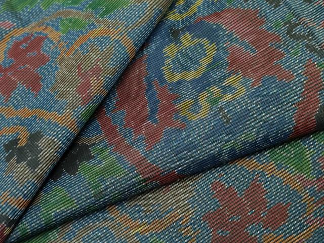 平和屋着物●本場大島紬 洋花文 正絹 逸品 AABF3016cs