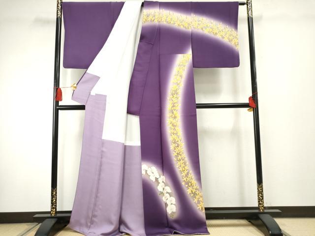 平和屋着物●東京友禅 菅有鬼一 訪問着 胡蝶蘭 暈し染め 正絹 逸品 AABF3022cs