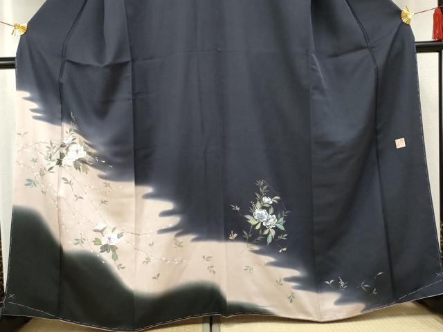 平和屋着物●訪問着 作家物 手描き 草花文 暈し染め 正絹 逸品 未使用 AABF3026cs