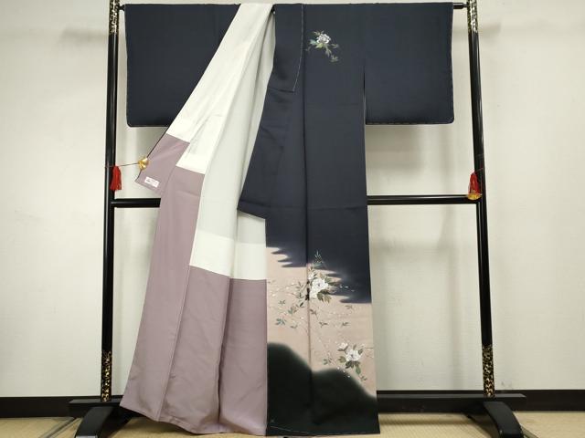 平和屋着物●訪問着 作家物 手描き 草花文 暈し染め 正絹 逸品 未使用 AABF3026cs