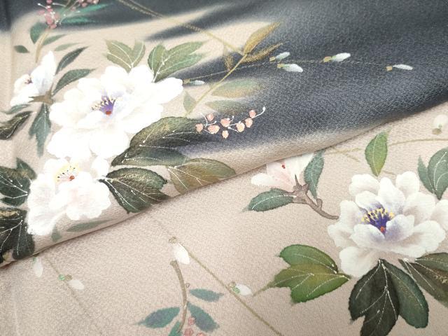 平和屋着物●訪問着 作家物 手描き 草花文 暈し染め 正絹 逸品 未使用 AABF3026cs