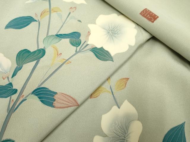 平和屋着物●京加賀糸目友禅作家 山崎巌 訪問着 枝花文 正絹 逸品 AABF3027cs