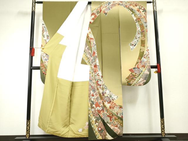 平和屋着物●豪華振袖 蔓帯鳳凰草花文 暈し染め 金彩 正絹 逸品 AABF3032cs