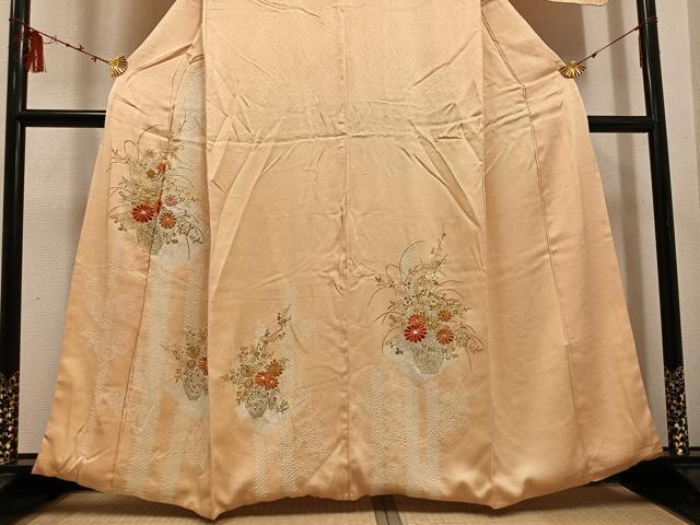 平和屋着物■訪問着 駒刺繍 絞り 飾花文 金彩 正絹 逸品 AABF3062ph
