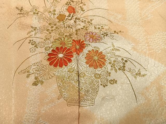 平和屋着物■訪問着 駒刺繍 絞り 飾花文 金彩 正絹 逸品 AABF3062ph