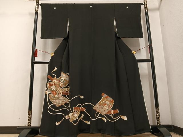 平和屋着物■豪華黒留袖 草花絵巻文 金彩 正絹 逸品 AABF3110ph