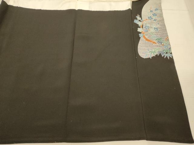 平和屋着物■豪華黒留袖 刺繍 鳳凰枝花文 金銀糸 金彩 正絹 逸品 AABF3127fw