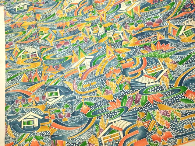 平和屋着物■上質な小紋 風景文 正絹 逸品 AABF3167fw
