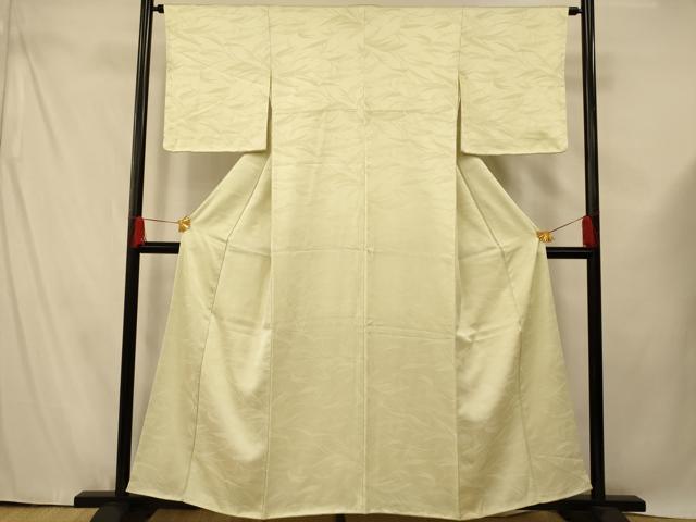 平和屋着物■上質な色無地 笹地紋 若芽色 正絹 逸品 AABF3168fw