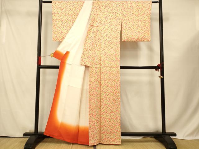 平和屋着物■上質な小紋 花唐草青海波文 正絹 逸品 AABF3198fw