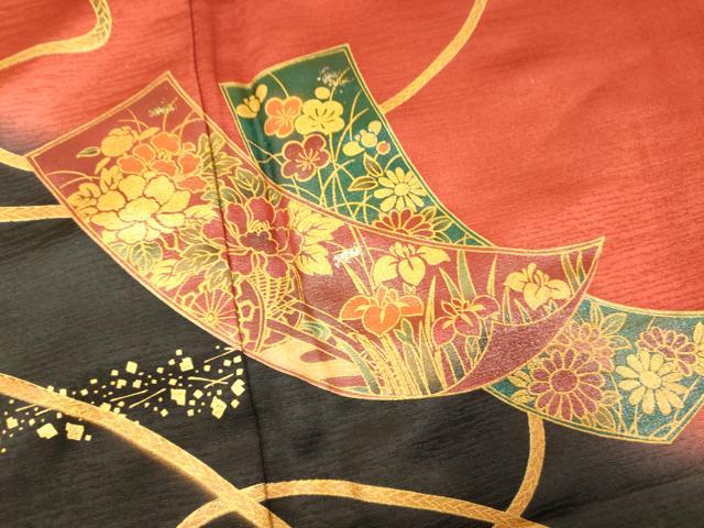 平和屋着物■訪問着 短冊草花文 暈し染め 金銀彩 正絹 逸品 AABF3202fw