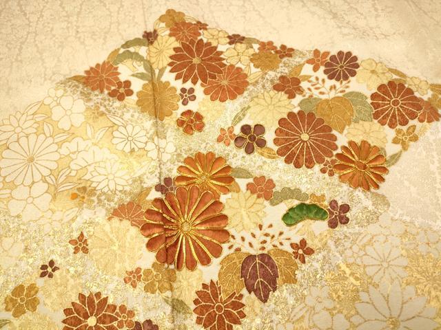 平和屋着物■訪問着 駒刺繍 草花菱文 暈し染め 金彩 正絹 逸品 AABF3206fw
