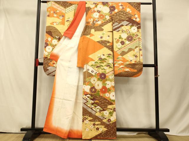 平和屋着物■豪華振袖 駒刺繍 吉祥枝花文 金彩 正絹 逸品 AABF3234fw