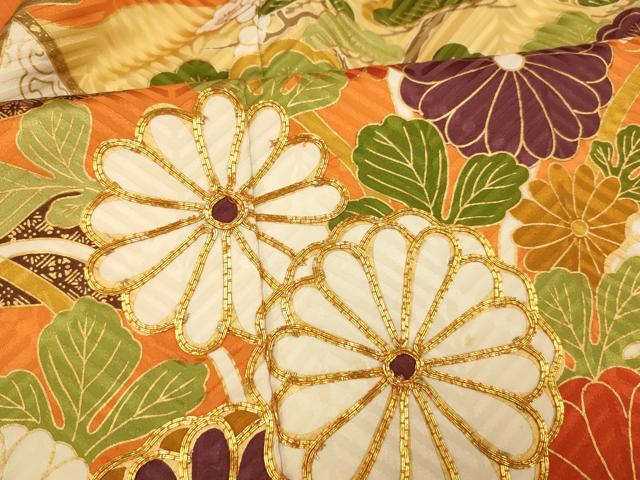 平和屋着物■豪華振袖 駒刺繍 吉祥枝花文 金彩 正絹 逸品 AABF3234fw