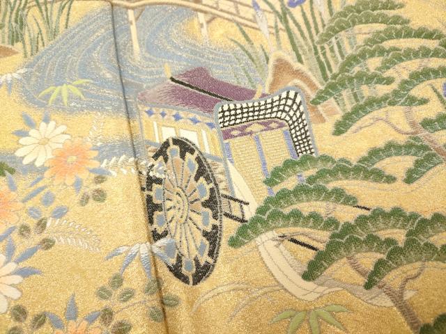 平和屋着物■豪華色留袖 寿光織 御所車風景文 暈し染め 正絹 逸品 AABF3243fw