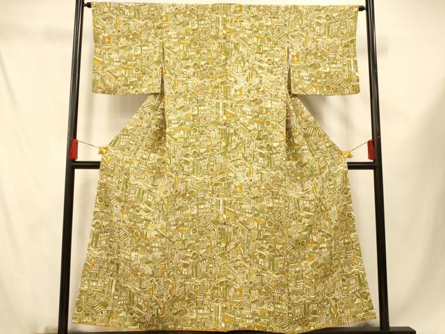 平和屋着物■上質な小紋 風景文 正絹 逸品 AABF3290fw