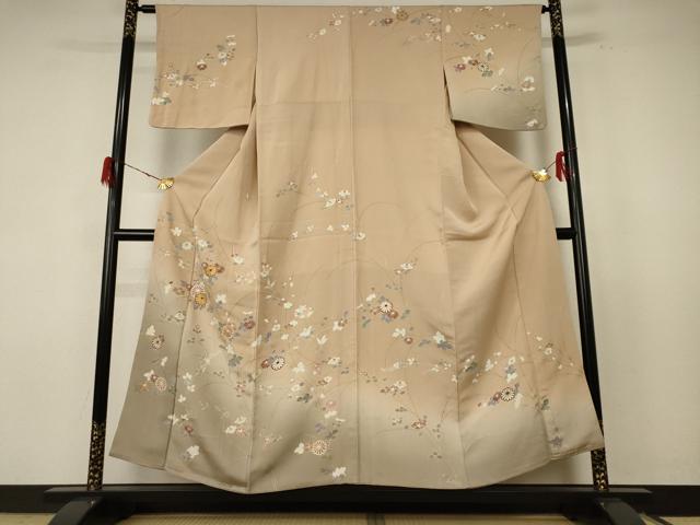 平和屋着物●創業460年・千總 訪問着 駒刺繍 草花文 金彩 正絹 逸品 AABF3324nf