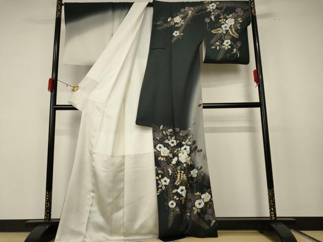 平和屋着物●螺鈿作家 甲斐泰造 訪問着 辻が花 螺鈿 暈し染め 金彩 ロング丈 正絹 逸品 AABF3327nf