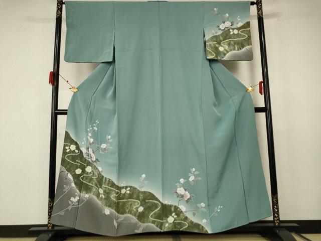 平和屋着物●訪問着 絞り 枝花文 金彩 正絹 逸品 AABF3329nf