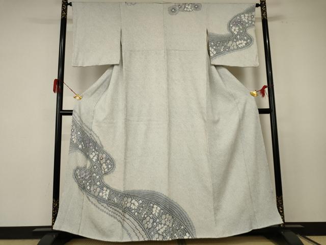 平和屋着物●名門 藤娘きぬたや・総絞り 訪問着 流水花文 正絹 逸品 AABF3332nf