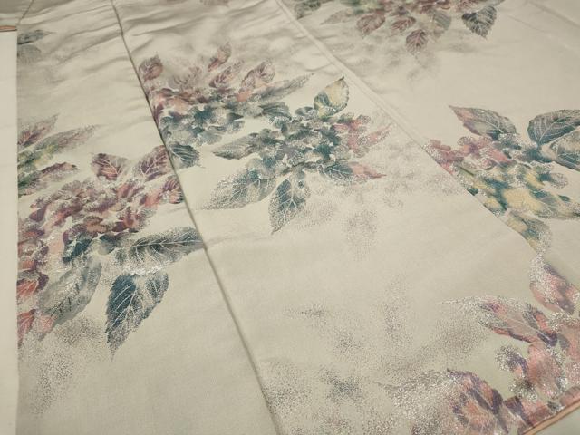 平和屋着物■上質な小紋 寿光織 舞花文 銀糸 正絹 逸品 AABF3376st