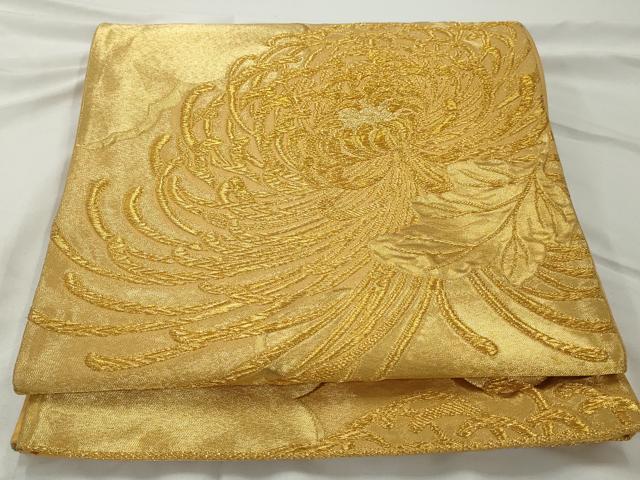 平和屋着物◎六通柄袋帯 乱菊 金糸 正絹 逸品 AABF3462gw