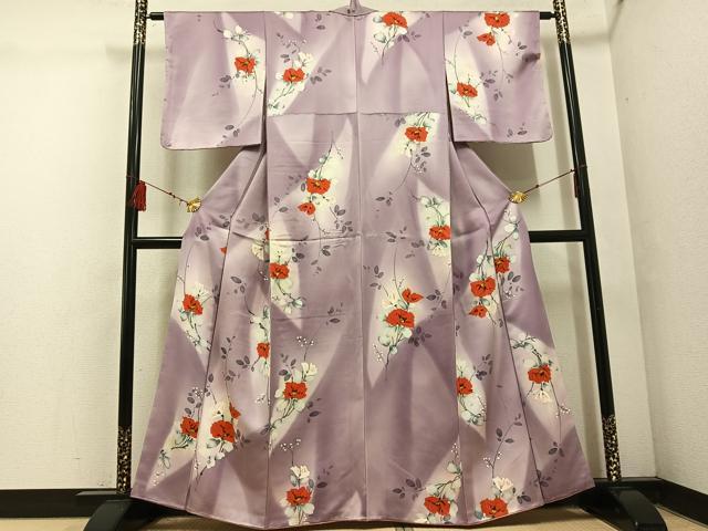 平和屋着物■上質な小紋 草花文 暈し染め 正絹 逸品 未使用 AABF3551ph