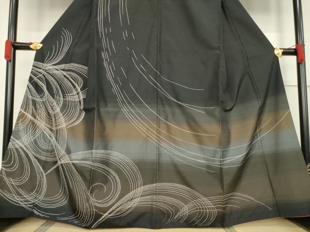 平和屋着物●訪問着 紬地 刺し子 正絹 逸品 AABF3561ck