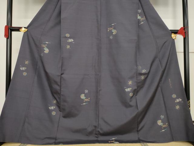 平和屋着物●京の名門・菱屋六右ェ門 紬 訪問着 宝尽くし 金糸 正絹 逸品 AABF3564ck