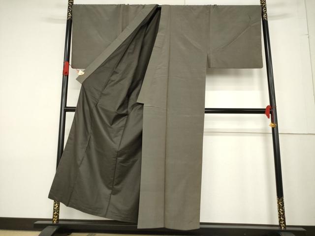 平和屋着物●男性 紬 アンサンブル 樺茶色 キングサイズ 正絹 逸品 AABF3566ck