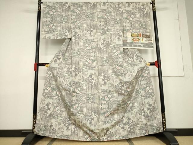 平和屋着物●都喜ヱ門 本場大島紬 白大島 林の路へ 立野ハツ子作 藤絹織物謹製 証紙付き 正絹 逸品 未使用 AABF3575ck