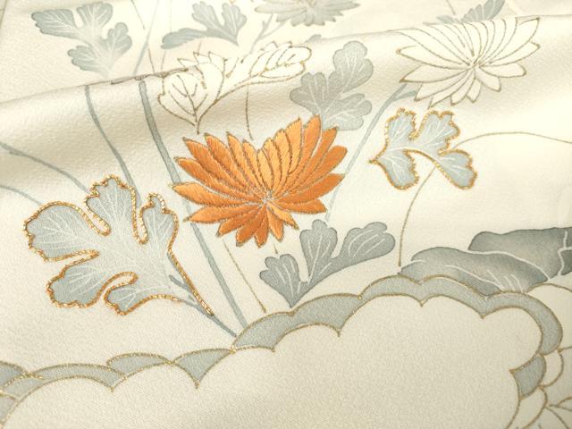 平和屋着物●訪問着 駒刺繍 舞花文 金彩 正絹 逸品 AABF3581ck