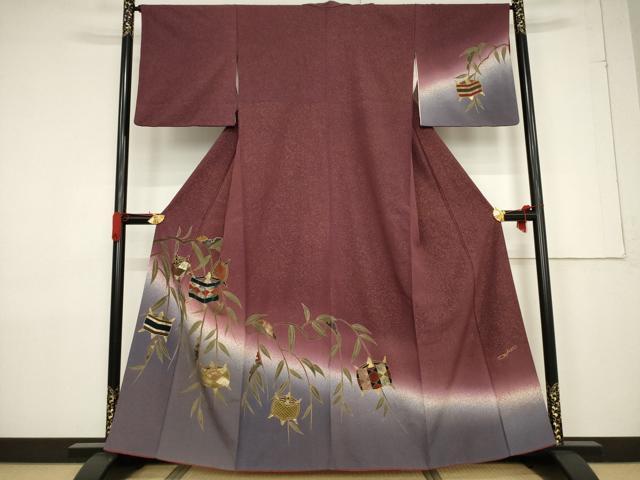 平和屋着物●ファッションデザイナー HIROKO KOSHINO コシノヒロコ 訪問着 糸巻文 暈し染め 金彩 正絹 逸品 AABF3582ck