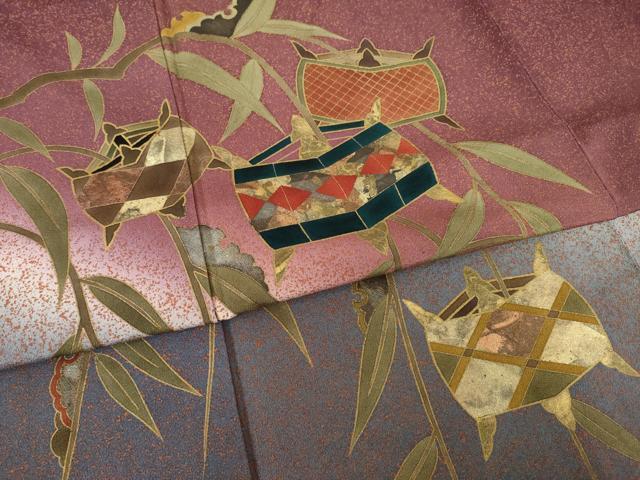 平和屋着物●ファッションデザイナー HIROKO KOSHINO コシノヒロコ 訪問着 糸巻文 暈し染め 金彩 正絹 逸品 AABF3582ck