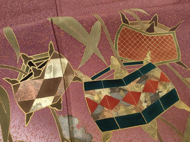 平和屋着物●ファッションデザイナー HIROKO KOSHINO コシノヒロコ 訪問着 糸巻文 暈し染め 金彩 正絹 逸品 AABF3582ck