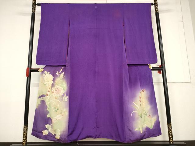 平和屋着物●アンティーク 大正ロマン 色留袖 草花文 暈し染め 正絹 逸品 AABF3590ck