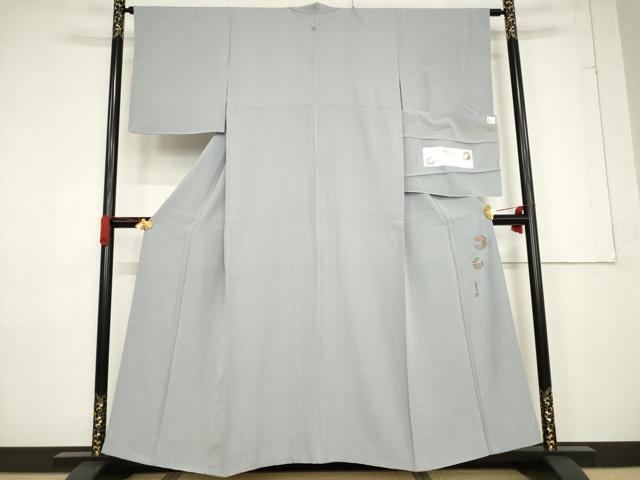 平和屋着物●上質な色無地 作家物 堅牢草木加賀梅染 蓮色 丹後ちりめん 反端付き 正絹 逸品 AABF3594ck