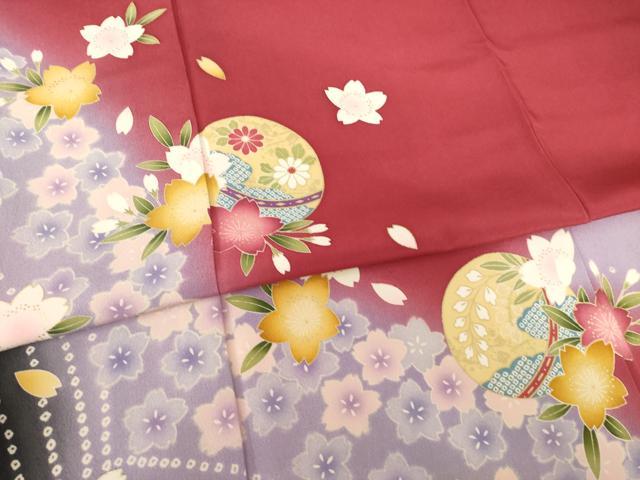 平和屋着物●豪華振袖・長襦袢(無双仕立て)セット 花毬文 暈し染め 金彩 ロング丈 正絹 逸品 AABF3599ck