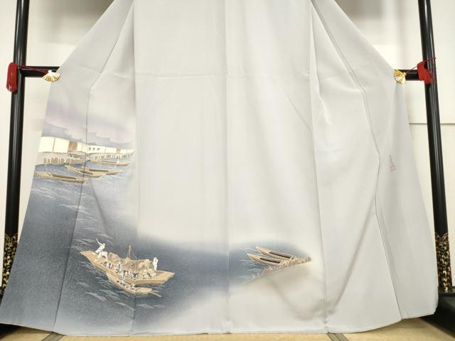 平和屋着物●本加賀友禅作家 石田巳代治 訪問着 渡し船 正絹 逸品 AABF3613ck