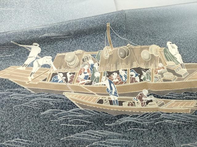 平和屋着物●本加賀友禅作家 石田巳代治 訪問着 渡し船 正絹 逸品 AABF3613ck