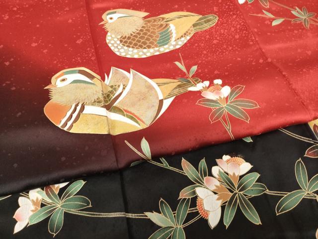 平和屋着物●豪華振袖 鴛鴦花文 暈し染め 正絹 逸品 AABF3615ck