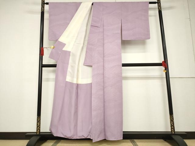 平和屋着物●上質な色無地 立波地紋 紅藤色 正絹 逸品 AABF3623ck