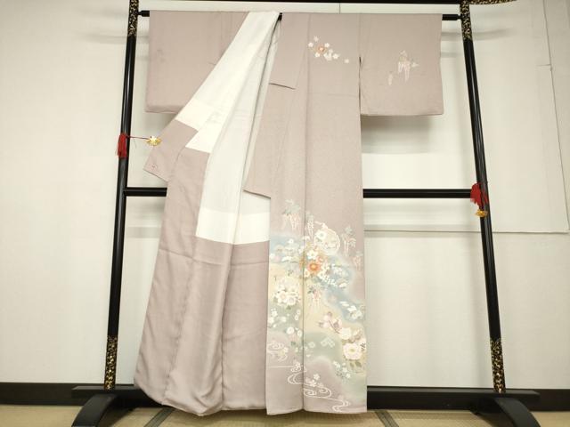 平和屋着物●訪問着 駒刺繍 雪輪重ね花文 暈し染め 三越扱い 正絹 逸品 AABF3624ck