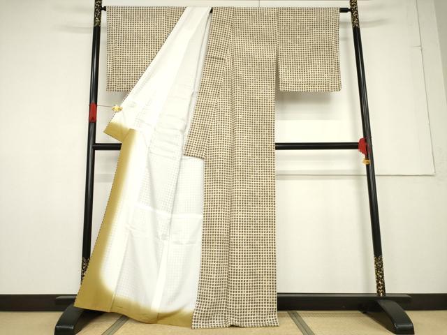 平和屋着物●小紋 渦巻文 さんび謹製 洗える着物 未使用 AABF3632ck