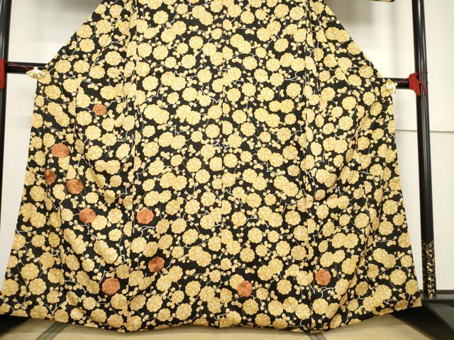 平和屋着物●訪問着 駒刺繍 枝花文 黒地 正絹 逸品 AABF3633ck